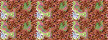 Raster illüstrasyonunda kusursuz çiçek deseni. Renkli Bahar Temalı Kusursuz Arkaplan. Süslü kumaş deseni. Düz Çiçek Elementleri Tasarımı.