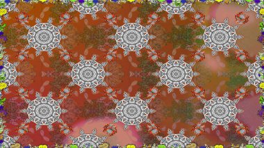 Kahverengi el çizimi. Karalama çiçekleri kusursuz desen. Sanat, çiçeklere ilham verir ve arka plan bırakır. Raster deseni.