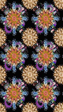 Çiçekli, siyah, pürüzsüz desen. Klasik taslak çizimi. Raster çiçek izi..