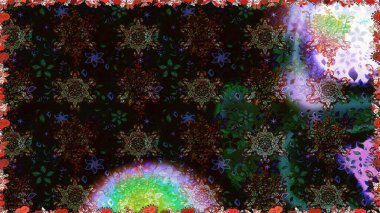 Düz Çiçek Elementleri Tasarımı. Güzel çiçek deseni. Renkli Bahar Temalı Kusursuz Arkaplan. Siyah renkte çiçekler.