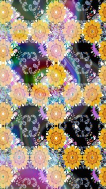 Süslü, dikişsiz, soyut çiçeklerle süslenmiş. Çiçek deseni duvar kağıdı, desen dolguları ve web sayfası arka planı için kullanılabilir. Şekillendirilmiş çiçeklerle kusursuz desen.