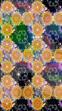 Raster illüstrasyonu. Tekstil ya da kitap kapakları, imalat, duvar kağıtları, baskı, hediye paketi ve yapıştırma kitabı için çiçeksiz arka plan. Küçük ölçekli çiçeklerdeki basit sevimli desen.