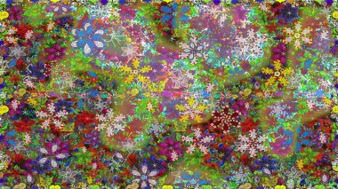 Raster düz çiçekleri pürüzsüz desen. Yeşil renkli çiçekler. Tasarım hediye paketi, tebrik kartları, posterler ve afiş tasarımı.