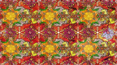 Kabile sanatı boho baskısı, klasik çiçek arkaplanı. Soyut etnik raster kusursuz desen. Arkaplan dokusu, duvar kağıdı, kahverengi renkli çiçek teması.