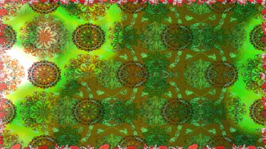 Raster illüstrasyonu. Egzotik çiçekler, botanik, yeşil renklerdeki parlak klasik doğa. Klasik tropikal doğal elementlerin suluboya seti.