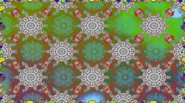 Tekstil, tebrik kartı, boyama kitabı, telefon kılıfı baskısı için kullanılabilir. Raster Henna dövme stili. Kızılderili desenli desenli desenli şal deseni. Etnik Mandala süsü.