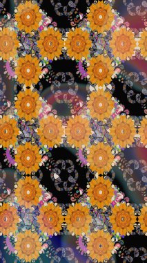 Bahar çiçekli, dikişsiz, sevimli çiçek deseni. Raster illüstrasyonu. Güzel kumaş deseni.