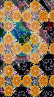 Tatil havası. Raster dikişsiz şirin çiçek deseni. Bahar mevsimi. Nazik romantik baskı. Sarı renkte çiçekler.