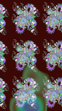 Kusursuz bir arka plan modeli. Suluboya, elle çizilmiş. Vadinin çiçekleri kahverengi renklerde. Raster - stok.