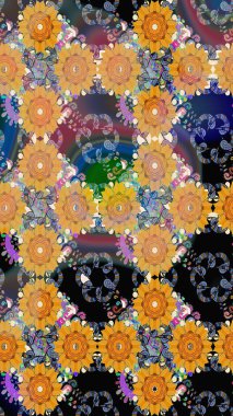 Davetiye ve kartpostal tasarımı için dekoratif çiçek unsurları. Yapraklı kusursuz desen. Poster ya da kapak için arka plan. Şirin, zarif çiçekler Raster illüstrasyonu. Tekstil için figür.