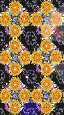 Raster deseni. Raster illüstrasyonu. Gri renkte yaz çiçekleri. Küçük çiçekte sevimli çiçek deseni var..