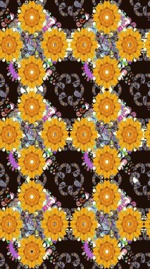 Güzel kumaş deseni. Kusursuz çiçek deseni. Raster illüstrasyonu. Düz Çiçek Elementleri Tasarımı. Asya tekstil tarzında. Renkli Bahar Teması Kusursuz Arkaplan.