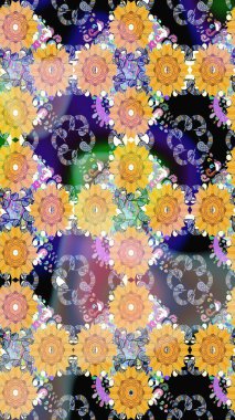 Kusursuz bir arka plan modeli. Suluboya, elle çizilmiş. Bej rengi çiçekler. Raster stoku.