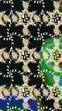 Raster illüstrasyonu. Çiçekli karalama şeklinde Raster çiçek deseni. Gri renkte bahar çiçekleri..