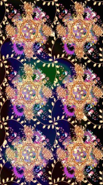 Renkli Bahar Temalı Kusursuz Arkaplan. Çiçek deseni. Raster kusursuz. Güzel kumaş deseni. Düz Çiçek Elementleri Tasarımı.