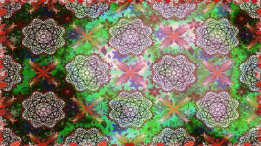 Şirin çiçek elementleri. Düz Çiçek Elementleri Tasarımı. Renkli Bahar Temalı Kusursuz Arkaplan. Raster illüstrasyonu. Kusursuz desenli. Moda desenli..