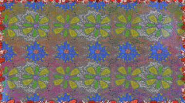 Gri renkli parlak çiçekli halı ile kusursuz desen..