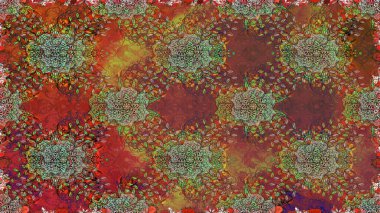 Düz Çiçek Elementleri Tasarımı. Renkli Bahar Temalı Kusursuz Arkaplan. Raster Şirin kumaş deseni. Kusursuz bağbozumu.