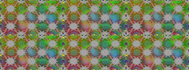 El çizimi, soyut ve süslü elementler. Suluboya resim taklit Raster çizimi. Yaz çiçekleri teması. Yeşil renkler. Klasik çiçekler..