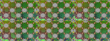 Raster illüstrasyonu. Suluboya, elle çizilmiş. Yeşil yapraklı yabani çiçekler. Kusursuz arkaplan deseni.