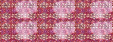 El çizimi çiçekli, soyut, pürüzsüz desen. Pembe renkli çiçekler. Raster illüstrasyonu.