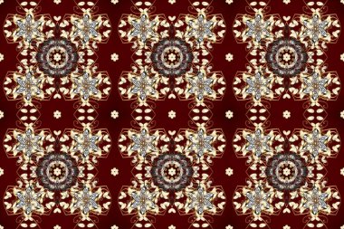 Çizgi sanatı tasarım şablonu için kusursuz sınır. Altın element kırmızı, kahverengi ve bej renklerde. Davetiyeler, kartlar, web sayfası için Raster illüstrasyon. Doğu tarzı element. Altın çizgili çiçek dekoru.