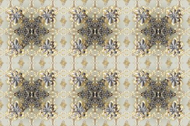 Gri, nötr ve bej renklerinde, altın elementli, pürüzsüz desenler. Şam tasarım için kusursuz desen.