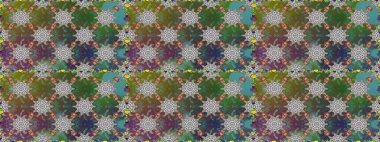 Raster. Yeşil renkli güzel çiçeklerle kusursuz desen, suluboya çiçek deseni, duvar kağıdı, kart ya da kumaş için fayanslı..