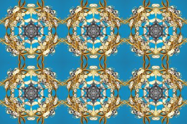 Barok tarzında kusursuz bir doğulu süsü. Raster geleneksel altın pürüzsüz desen mavi, bej ve kahverengi renkler.