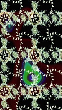 Siyah renkli etnik çiçeklerle süslenmiş zarif bir eskiz şekli. Raster Çiçek İllüstrasyonu güzel tekstil..