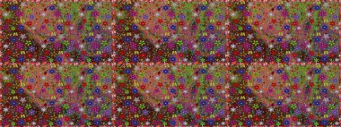 Raster illüstrasyonu. Kahverengi renklerde bahar çiçekleri. Raster deseni. Patlayan çiçekler soyut yerleştirilmiş.