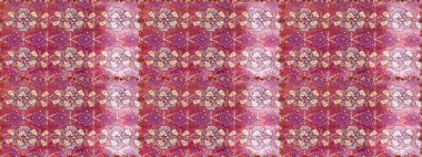 Renkli Bahar Temalı Kusursuz Arkaplan. Raster illüstrasyonunda kusursuz çiçek deseni. Pembe renkli çiçekler. Düz Çiçek Elementleri Tasarımı.