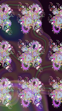 Cute flowers. Raster Trendy fabric pattern. Line seamless pattern.