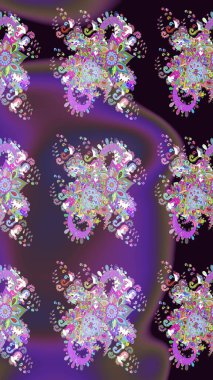 Renkli Bahar Temalı Kusursuz Arkaplan. Çiçekle kusursuz desen. Düz Çiçek Elementleri Tasarımı. Mor ve mor renkte çiçekler.