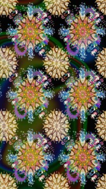 Raster illüstrasyonu. Kahverengi renkte yaz çiçekleri. Raster deseni. Küçük çiçekte sevimli çiçek deseni var..