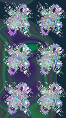 Raster illüstrasyonu. Küçük çiçekteki sevimli çiçek deseni. Mavi renkte çiçekler.