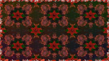 Kabile sanatı boho baskısı, klasik çiçek arkaplanı. Arkaplan dokusu, duvar kağıdı, kahverengi renkli çiçek teması. Soyut etnik raster pürüzsüz desen.