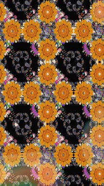 Etnik Mandala havlusu. Sınır Kızılderili çiçekli paisley patten. Kusursuz süs izi. Tebrik kartı geçmişi, boyama kitabı, arkaplan ve tekstil için kullanılabilir. Raster Henna tarzı.