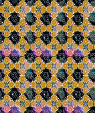 Raster illüstrasyonu. Raster illüstrasyonu. El yapımı çiçek ve bitki koleksiyonu. Eskiz tarzı sarı ve siyah renkler. Sevimli karalama çiçekleriyle kusursuz çiçek deseni..