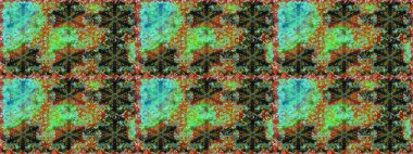 Yeşil renkte altın elementler. Kusursuz raster arka plan. Duvar kâğıdı barok, İspanyol kumaşı. Çiçek deseni. Şekil grafik deseni.