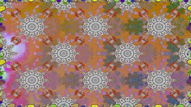 Kahverengi renkli çiçekler. Renkli Bahar Temalı Kusursuz Arkaplan. Çiçekle kusursuz desen. Düz Çiçek Elementleri Tasarımı.