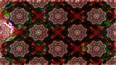 Çiçeksel elementlerle süslenmiş zarif raster dokusu. Küçük çiçekte hoş bir çiçek deseni var. Siyah renkler ve parlak çiçekler üzerinde soyut, pürüzsüz desen.