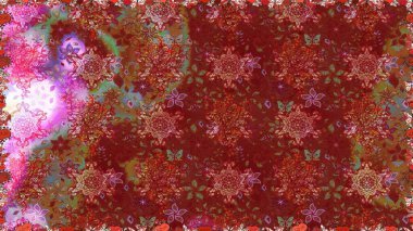 Düz Çiçek Elementleri Tasarımı. Renkli Bahar Temalı Kusursuz Arkaplan. Güzel çiçek deseni. Kırmızı renkte çiçekler.