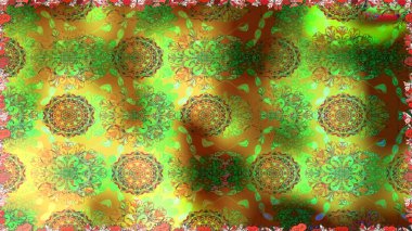 Raster illüstrasyonunda kusursuz çiçek deseni. Yeşil renkte çiçekler.