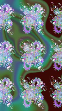 Yeşil renklerde. Raster illüstrasyonu. Çiçekli güzel suluboya desen.