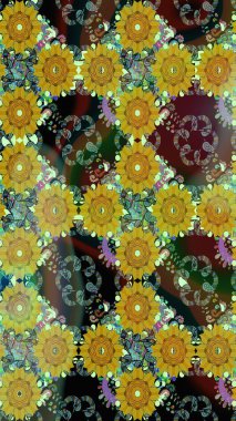 Flat Flower Elements Design. Raster Cute fabric pattern. Colour Spring Theme seamless pattern Background. Seamless vintage.