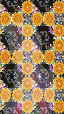 El çizimi dikişsiz sonbahar çiçekleri deseni. Renkli, sarı, pürüzsüz desen. Tekstil ve kapak tasarımı için mükemmel. Doodle tarzı. Sarı renkte çiçekler.