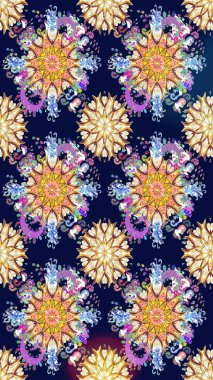 Mavi ve bej renkli çiçekler. Çiçekli karalama şeklinde Raster çiçek deseni. Nazik, sevimli çiçek arkaplanı..