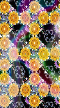 Sarı renklerde. Raster illüstrasyonu. Anti-stres için Raster soyut şablon sayfası.