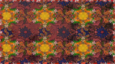 Dallı bahar çiçekleriyle desen, kahverengi renklerle çiçek siluetiyle desen. Raster deseni.